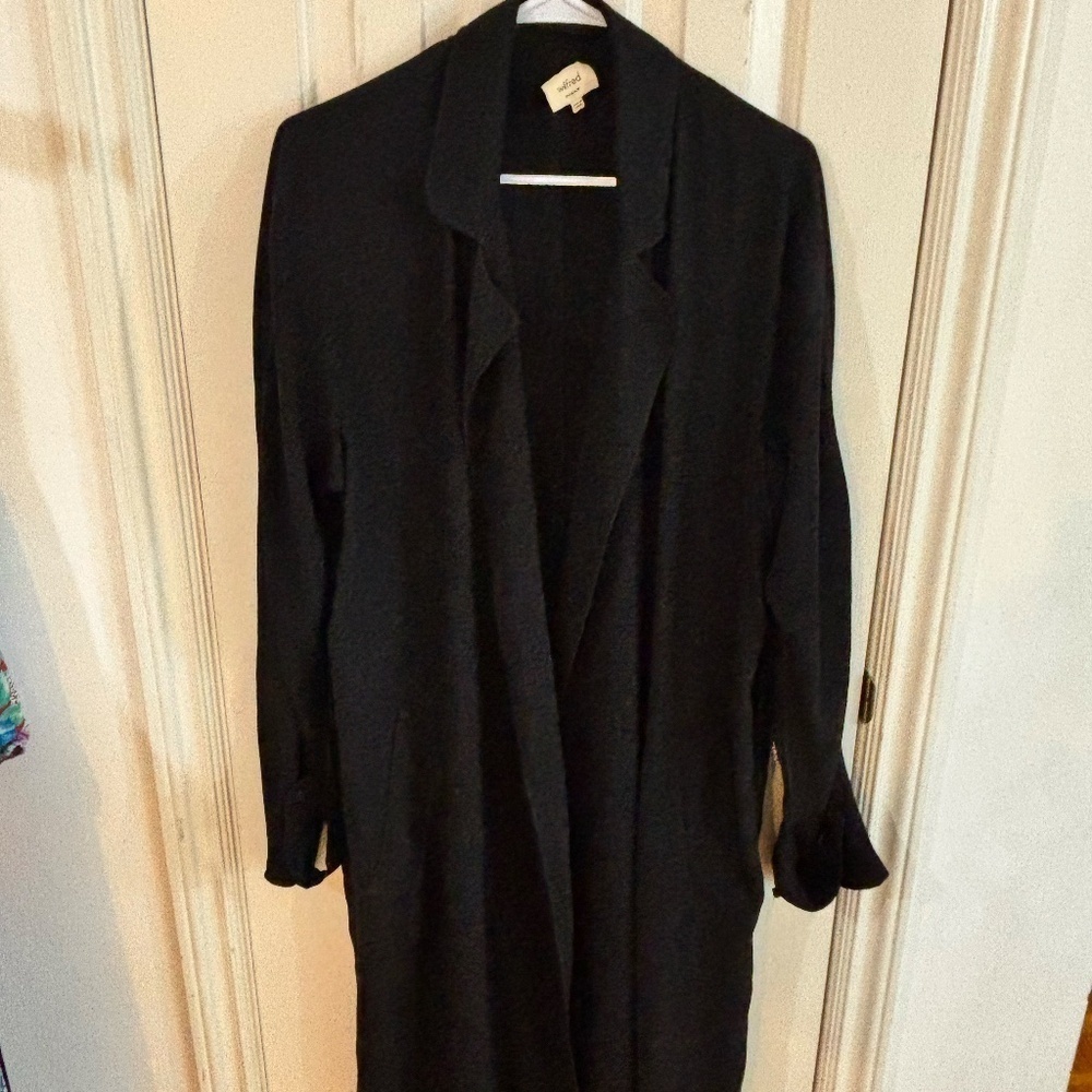soft black trench oversized jacket Aritzia Wilfred - Picture 3 of 5